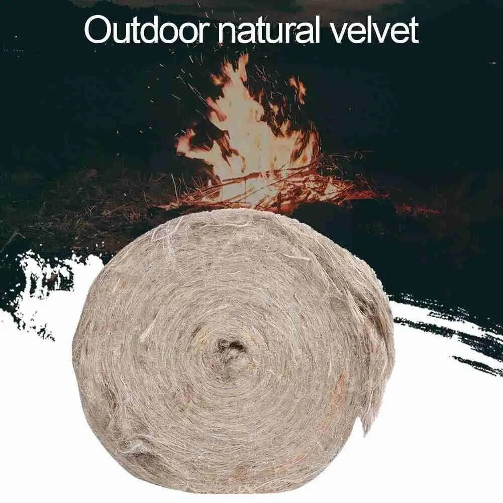 Natural Jute Silk Outdoor Fire Kindling Drilling Wood Silk Tool Handmade Outdoor Bird Barbecue Tinder Cage Oil Sucker W0x0